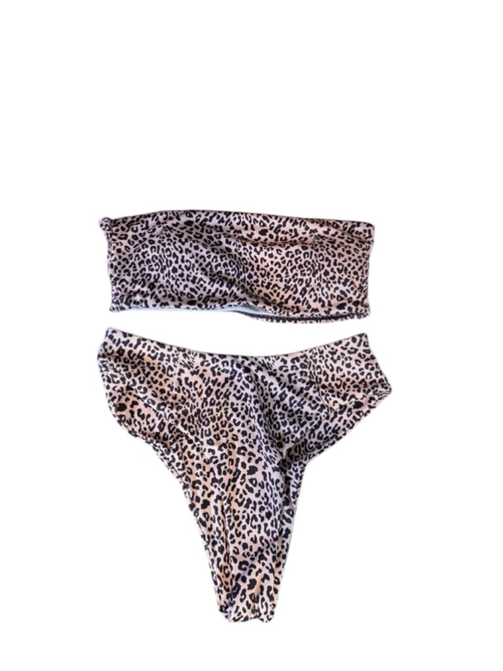 Women's Unbranded Bikini Set, Size M, Beige and Black leopard